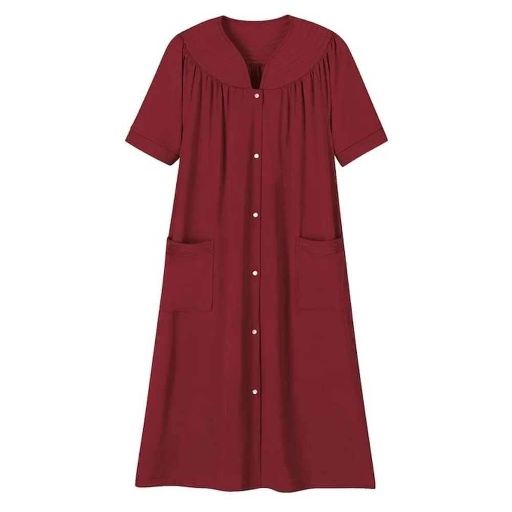 Anthony Richard's- Polyester Snap-Front Duster-4X-New-Maroon Red - Picture 1 of 6